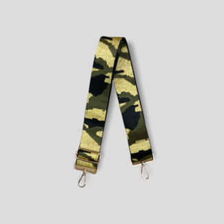 AHDORNED Camouflage Bag Strap - Army Green/Black/Gold (Gold Hardware)