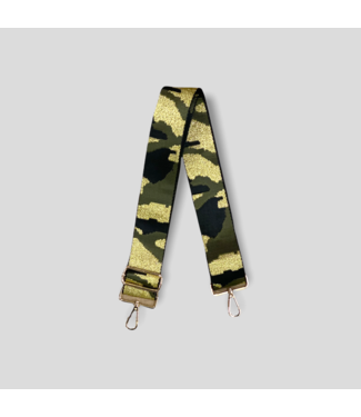 AHDORNED Camouflage Bag Strap - Army Green/Black/Gold (Gold Hardware)