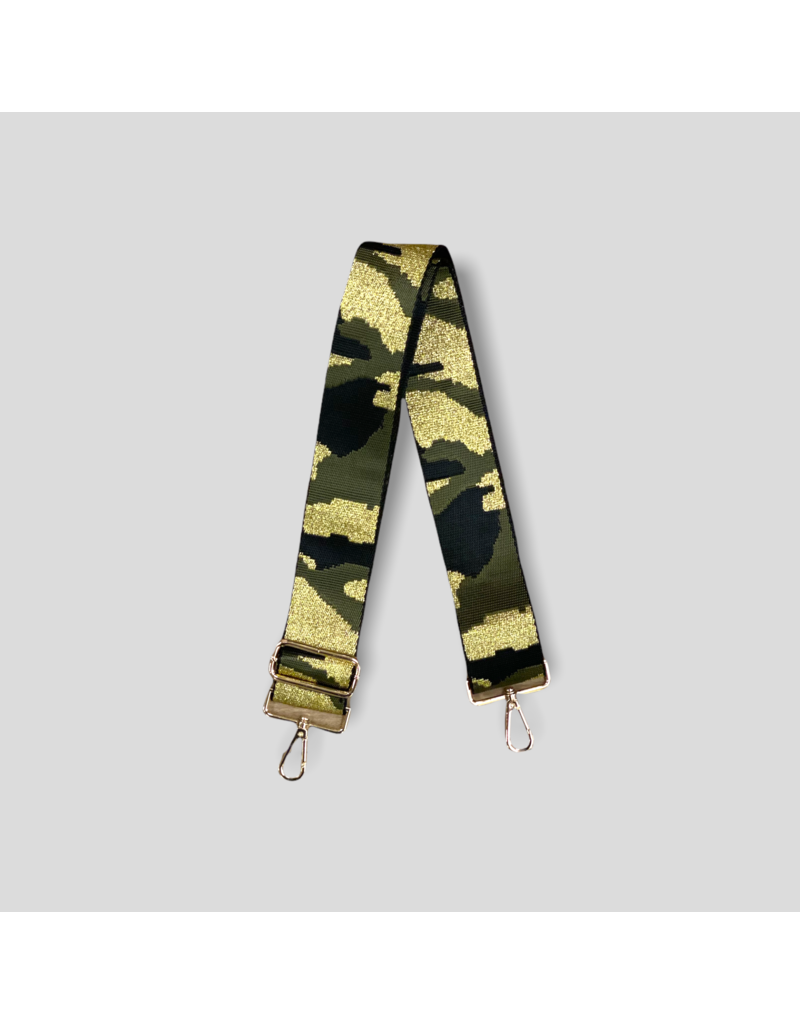 AHDORNED Camouflage Bag Strap - Army Green/Black/Gold (Gold Hardware)