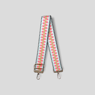 AHDORNED Embroidered Bag Strap - Cream/Khaki/Pink (Gold Hardware)