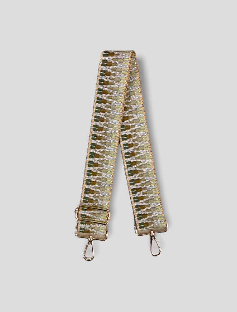 AHDORNED Embroidered Bag Strap - Camel/Khaki (Gold Hardware)