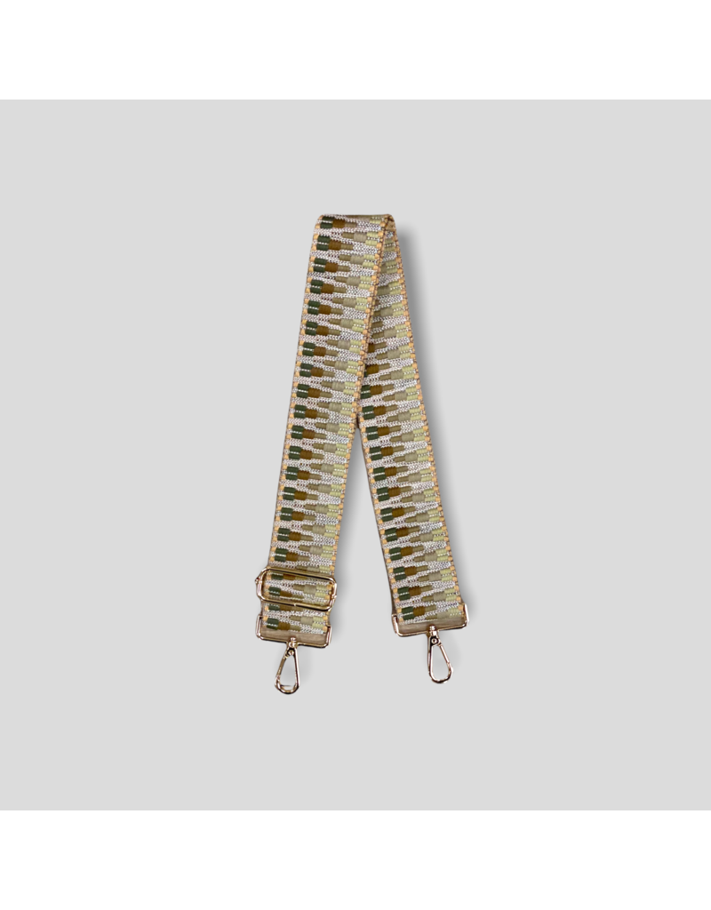 AHDORNED Embroidered Bag Strap - Camel/Khaki (Gold Hardware)
