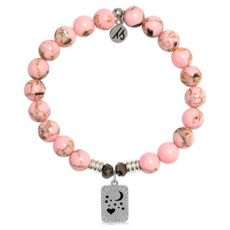 TJAZELLE To The Moon And Back Bracelet in Pink Shell & Silver