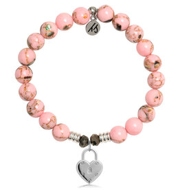 TJAZELLE Love Lock Bracelet in Pink Shell & Silver
