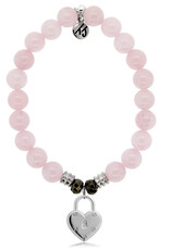 TJAZELLE Love Lock Bracelet in Rose Quartz & Silver TJAZELLE Love Lock Bracelet in Rose Quartz & Silver
