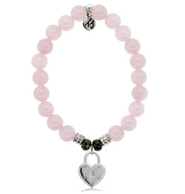 TJAZELLE Love Lock Bracelet in Rose Quartz & Silver