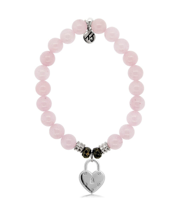 Love Lock Bracelet in Rose Quartz & Silver