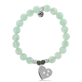 TJAZELLE Wishing Heart Bracelet in Green Angelite & Silver