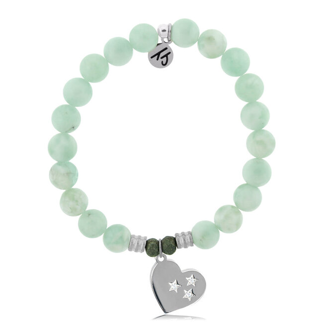 Wishing Heart Bracelet in Green Angelite & Silver