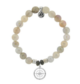 TJAZELLE Compass Rose Bracelet in Moonstone & Silver