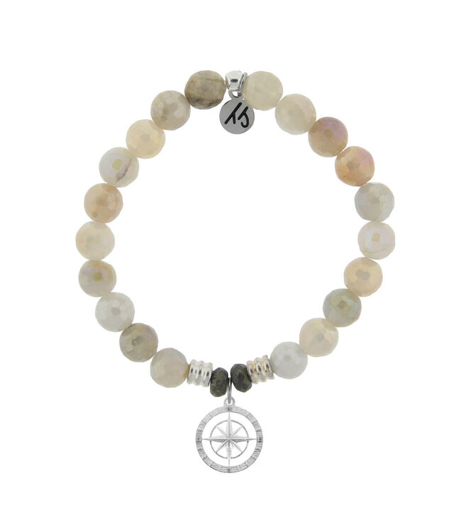 Compass Rose Bracelet in Moonstone & Silver
