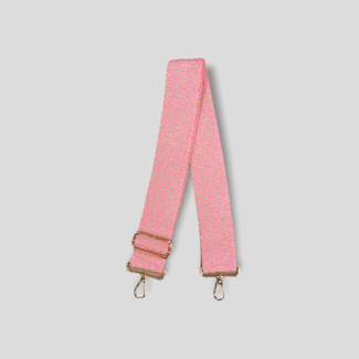 AHDORNED Diamond Embroidered Bag Strap - Cream/Hot Pink (Gold Hardware)