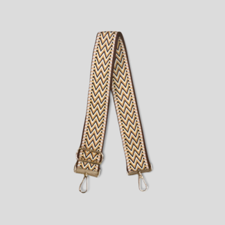 AHDORNED Woven Embroidered Bag Strap - Coffee/Camel/White (Gold Hardware)