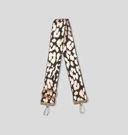 AHDORNED Animal Print Bag Strap - Light Pink/Black Leopard (Gold Hardware)