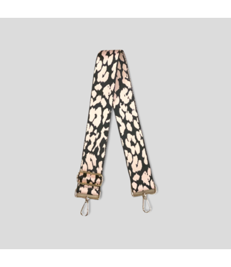 AHDORNED Animal Print Bag Strap - Light Pink/Black Leopard (Gold Hardware)