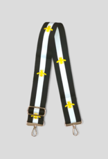 AHDORNED Bee Embroidered Bag Strap - Black/White (Gold Hardware)
