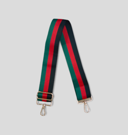 AHDORNED Stripe Bag Strap - Black/Red/Green (Gold Hardware)