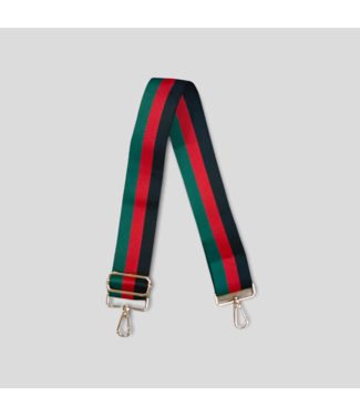 AHDORNED Stripe Bag Strap - Black/Red/Green (Gold Hardware)