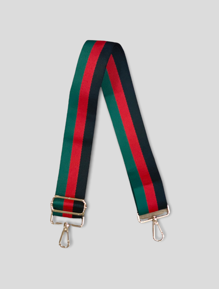 AHDORNED Stripe Bag Strap - Black/Red/Green (Gold Hardware)