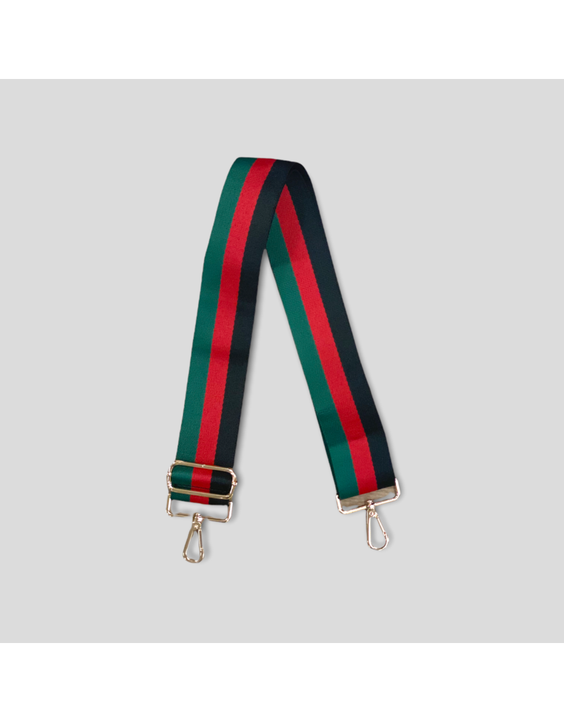 AHDORNED Stripe Bag Strap - Black/Red/Green (Gold Hardware)