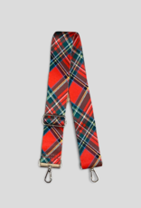 Holiday Plaid Bag Strap - Red (Silver Hardware)