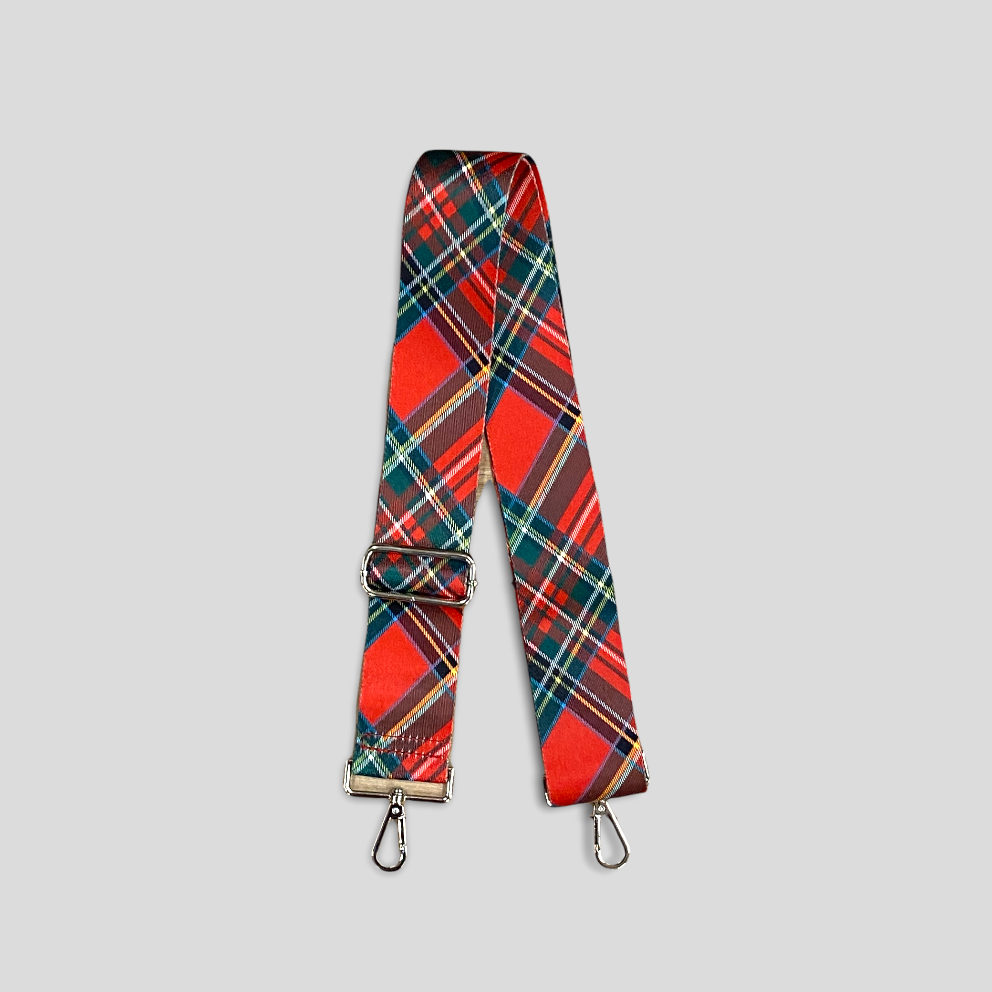 Red Holiday Plaid Bag Strap Silver Hardware Her Hide Out