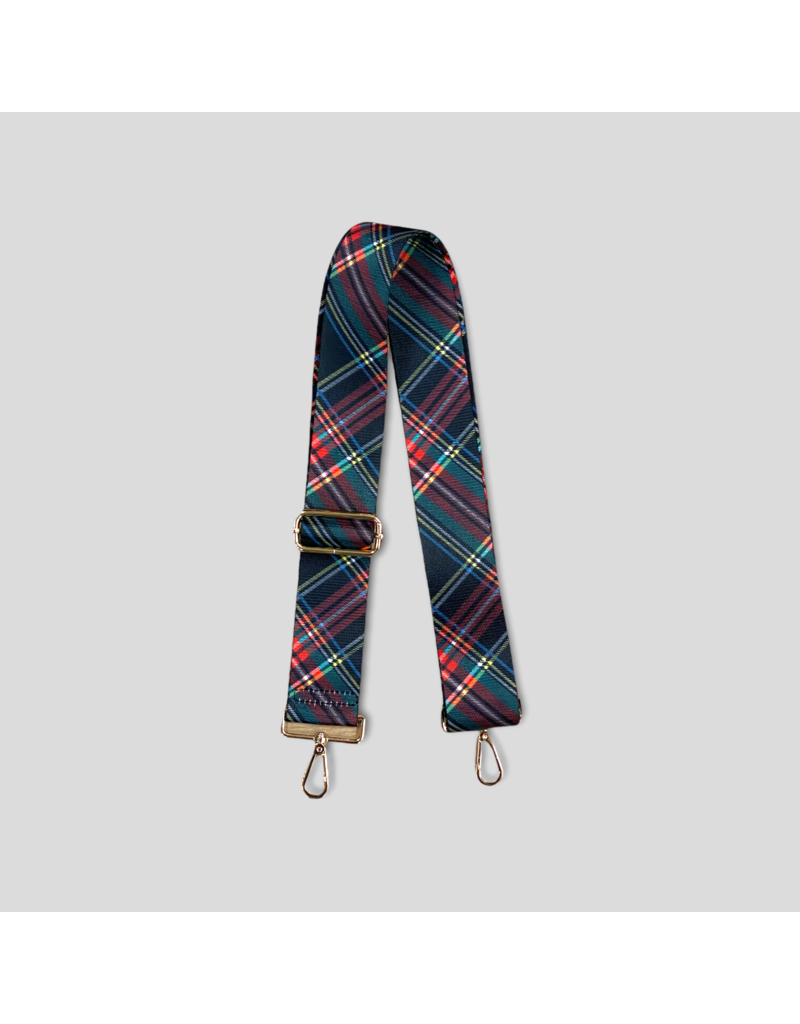 Holiday Plaid Bag Strap -Black (Gold Hardware)