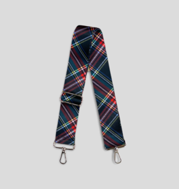 Holiday Plaid Bag Strap - Black (Silver Hardware)