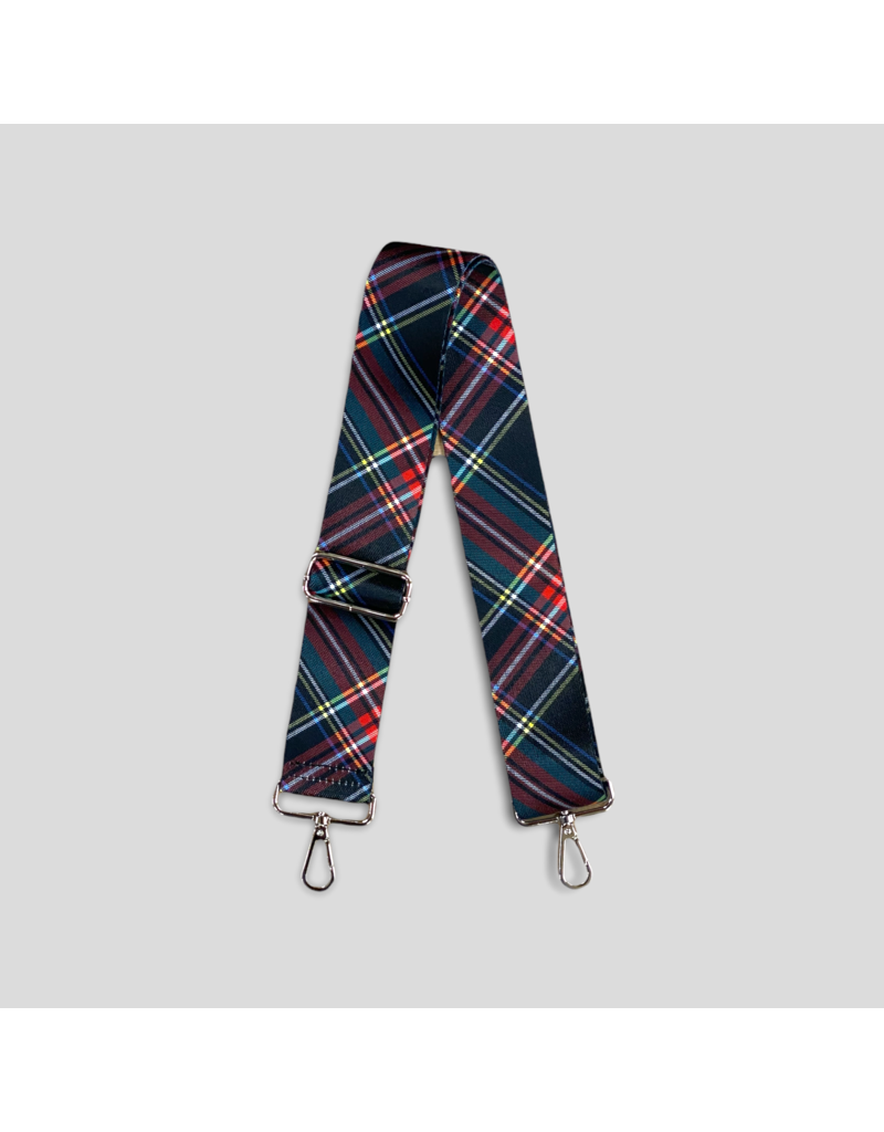 Holiday Plaid Bag Strap - Black (Silver Hardware)