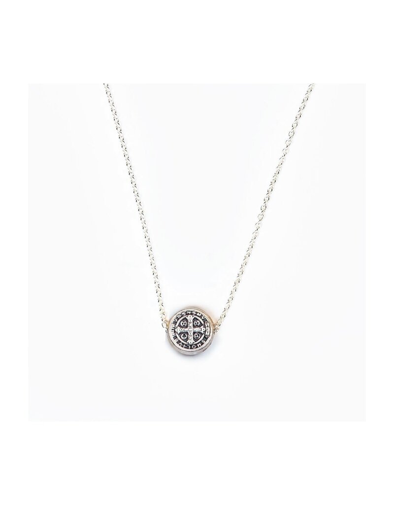 MY SAINT MY HERO Benedictine Petite Necklace - Silver