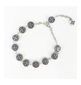 MY SAINT MY HERO St. Benedict Link Bracelet - Silver