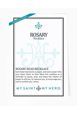 MY SAINT MY HERO Rosary Bead Necklace - Silver