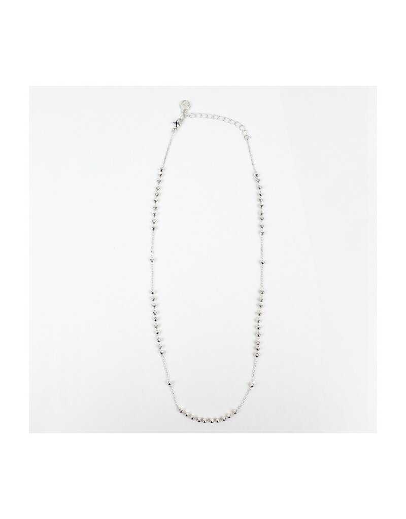 MY SAINT MY HERO Rosary Bead Necklace - Silver