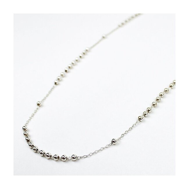 Rosary Bead Necklace - Silver