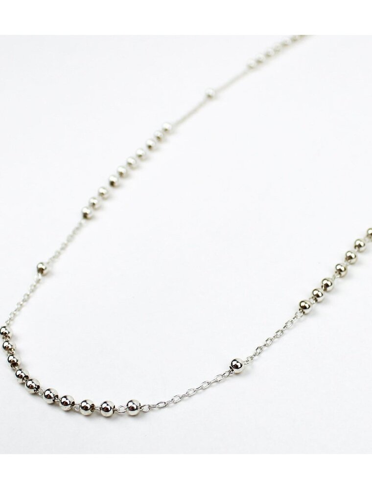 MY SAINT MY HERO Rosary Bead Necklace - Silver