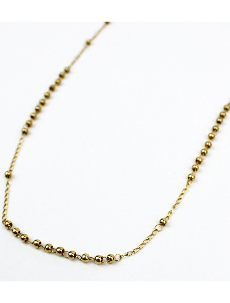 MY SAINT MY HERO Rosary Bead Necklace - Gold