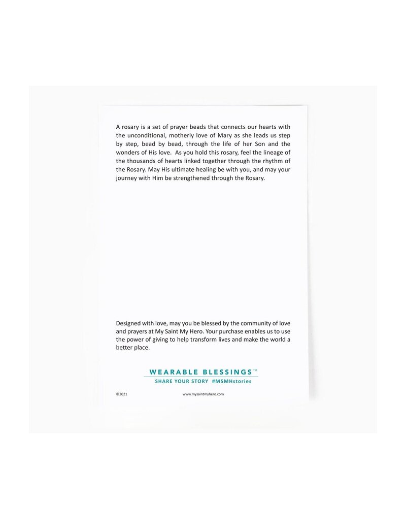 MY SAINT MY HERO Rosary Bead Necklace - Gold