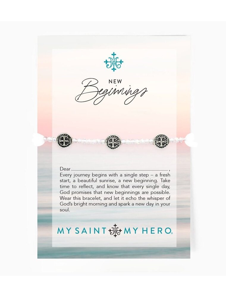 MY SAINT MY HERO New Beginnings Blessing Bracelet - Silver/Clear