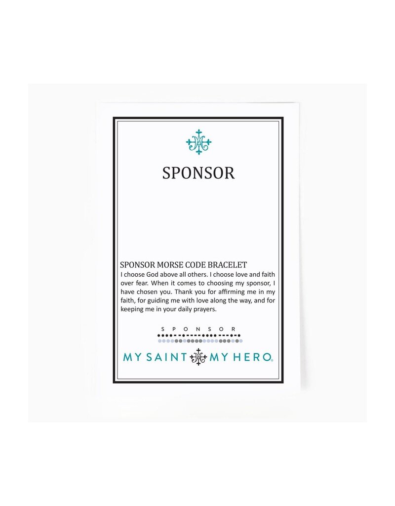 MY SAINT MY HERO Sponsor Morse Code Bracelet - Silver/Clear Crystal
