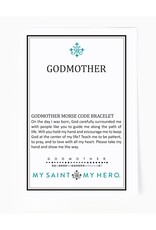 MY SAINT MY HERO Godmother Morse Code Bracelet - Silver/Clear Crystal