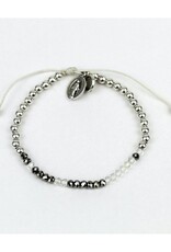 MY SAINT MY HERO Godmother Morse Code Bracelet - Silver/Clear Crystal