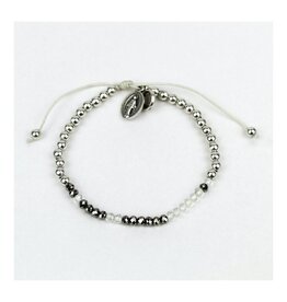 MY SAINT MY HERO Godmother Morse Code Bracelet - Silver/Clear Crystal