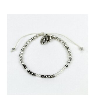 MY SAINT MY HERO Godmother Morse Code Bracelet - Silver/Clear Crystal