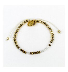 MY SAINT MY HERO Godmother Morse Code Bracelet - Gold/Clear Crystal