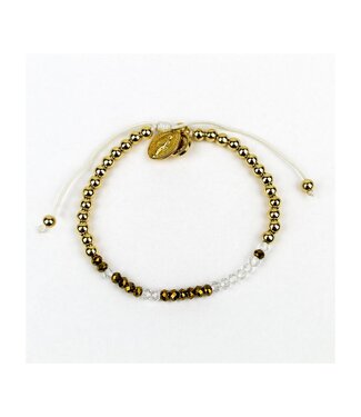 MY SAINT MY HERO Godmother Morse Code Bracelet - Gold/Clear Crystal