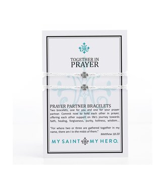 MY SAINT MY HERO Prayer Partners Bracelet Set - Metallic Silver/Silver