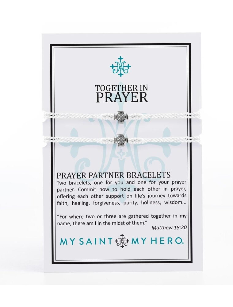 MY SAINT MY HERO Prayer Partners Bracelet Set - Metallic Silver/Silver