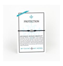MY SAINT MY HERO Protection Archangel Michael Bracelet - Black/Silver