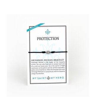 MY SAINT MY HERO Protection Archangel Michael Bracelet - Black/Silver