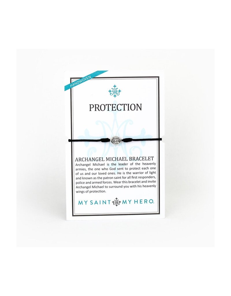 MY SAINT MY HERO Protection Archangel Michael Bracelet - Black/Silver